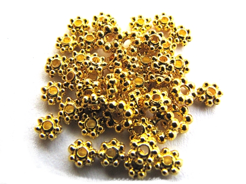 Metallperle Daisy, ca. 4mm, goldfarben, 10 Stck